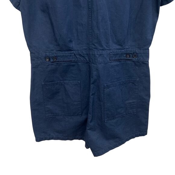 Minimalist Utility Outerknown Organic Cotton‎ Linen Romper Navy Short Sleeve M - Picture 4 of 7